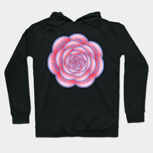 Rose Line Art In Mauve And Blue Hoodie